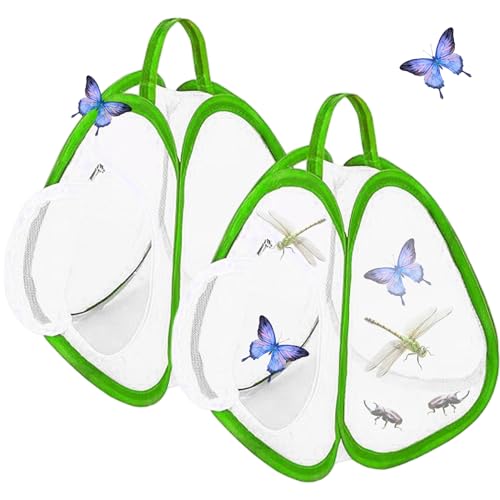 Butterfly Habitat 2pcs 8.8x8x10 Atmungsaktives faltbares Fine Mesh Butterfly Cage mit Griff und Reißverschluss für Kinder beim Spielen draußen Butterfly Habitat 2pcs 8.8x8x10 Atmungsaktives faltbares Fine Mesh Butterfly Cage mit Griff und Reißverschluss für Kinder beim Spielen draußen von Hbbgdiy