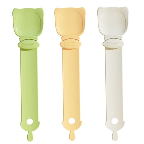 Cat Treat Löffel 3pcs Katzenbehandlung Squeeze Löffel Katze Wet behandeln Spender für quietschende Püree und Biskuitenstange chaotisch und einfach hängende Katzenfutter Fütterung von Hbbgdiy