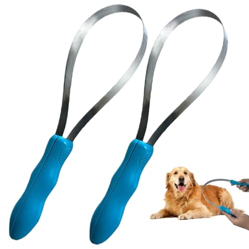 Fellpflegeklinge für Hunde, Edelstahl-Enthaarungswerkzeug für Pferde, 2-teilige doppelseitige Fellpflegeklinge mit ABS-Griff für Katzen, Hunde, Pferde, Rinder, Schafe von Hbbgdiy