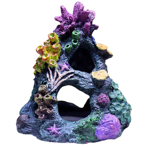 Hbbgdiy Aquariumdekorationen, Korallenschutzhöhlenfischtankdekorationen, kleine Korallenfiguren Stein für kleine Aquarium Haustiere Schlaf Ruhe und Spielen von Hbbgdiy