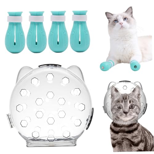 Hbbgdiy Cat Bubble Mündung mit 4 Stiefeln 5 Zoll atmungsaktives transparentes Katzenmündung mit Schloss Anti-Lick & Anti-Bite-Kopfabdeckung zum Pflege, Nageltrimmen Hbbgdiy Cat Bubble Mündung mit 4 Stiefeln 5 Zoll atmungsaktives transparentes Katzenmündung mit Schloss Anti-Lick & Anti-Bite-Kopfabdeckung zum Pflege, Nageltrimmen von Hbbgdiy