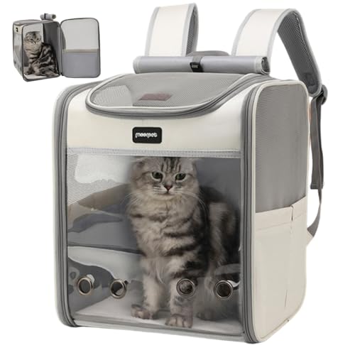 Hbbgdiy Cat -Rucksack, 16x14x11 Zoll atmungsaktives Mesh Pet Rucksack Carrier mit Belüftungslöchern, faltbar und tragbar für Reisen, Pflege, draußen von Hbbgdiy