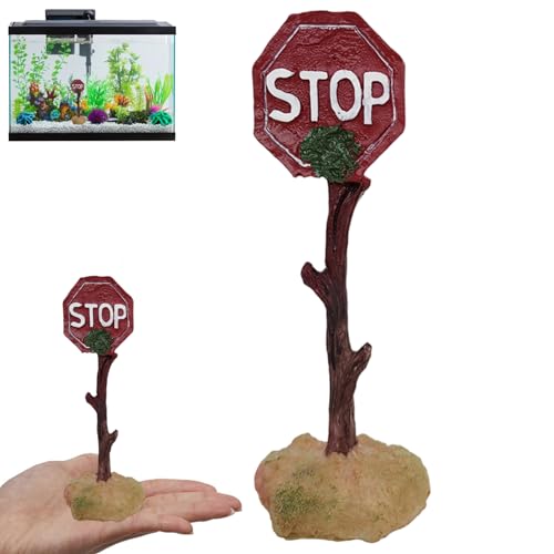 Hbbgdiy Fischtankdekorationen, Warnschilder Aquarium Dekor realistische Harzornamente Handwerkslandschaft für frische Wasser Meerwasser Fischtank Dekoration von Hbbgdiy