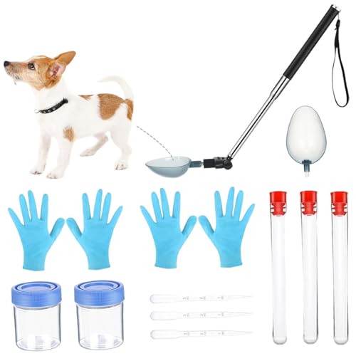 Hbbgdiy Hundschwangerschaftstest, Einstellbarer Winkelhund-Urin-Sammlung Kit mit tragbaren Beutel und Handschuhen, 11, 4-40, 9 Zoll Teleskop für kleine, große Haustiere von Hbbgdiy