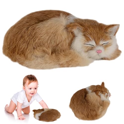 Hbbgdiy Katze gefülltes Tier, realistisch lebendige schlafende Plüschgefüllte Tierkatze, süßes, weiches und Flauschiges falsches Kätzchen zum Umarmen, Spielen und Schlafen von Hbbgdiy