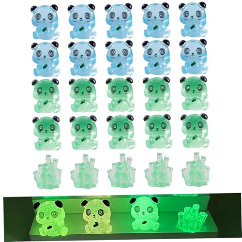 Hbbgdiy Mini -Harz -Tiere, 25 Stück leuchten in den dunklen Mini -Panda -Figuren und Bambusornamente für Fairy Garden Dollhouse Mikrolandschafts -Aquarium -Topfdekoration von Hbbgdiy