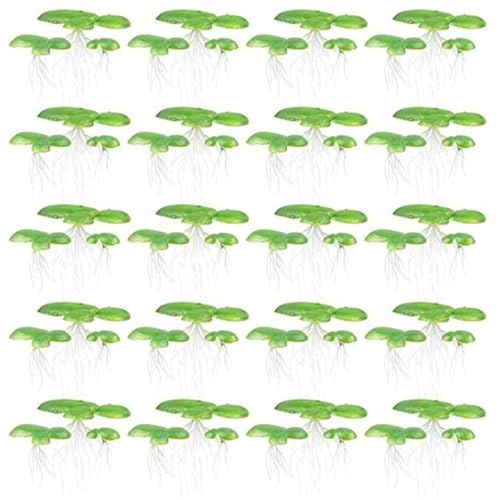 Hbbgdiy Schwimmende Aquarienpflanzen, 2 Pack Mini gefälschter grüner Entengeschwemmungen mit Stiel, Plastikschwimmpflanzen für Aquariumfischtankdekoration von Hbbgdiy