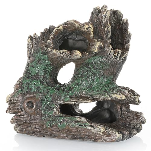 Hbbgdiy Versteck für Aquariumdekorationen, lebensechtes Fischversteck in Baumstammform, 5, 7 x 2, 6 x 4, 9 Zoll Harz-Aquarium-Treibholz-Ornamente für Schildkröten und Reptilien von Hbbgdiy