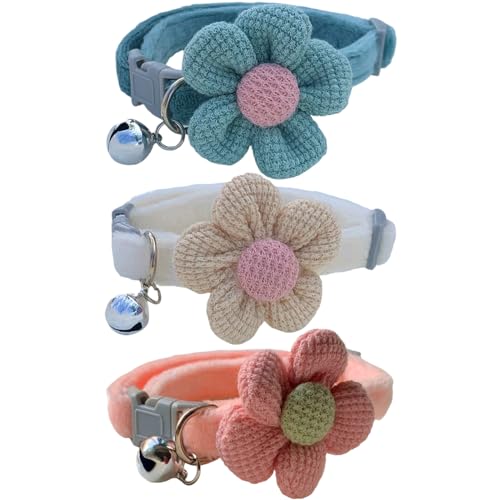 Katzenkragen mit Bell 3pcs Katzenkragen einstellbare Kätzchenkragen Blumenkragen für Mädchen Katzen Schnellveröffentlichung niedlicher für Welpen Kaninchen Kätzchen Haustier Vorräte von Hbbgdiy