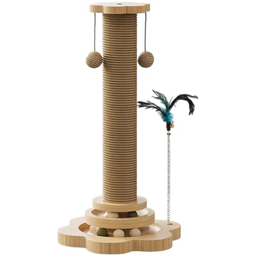 Hbbgdiy Katzenkratzer, interaktives Katzenspielzeug mit Teaser- und 2-Layer-Spuren Spinnbällen, Multifunktions-Kitty-Kratzerposten mit Anti-Rutsch-Pad für Innenräume Hbbgdiy Katzenkratzer, interaktives Katzenspielzeug mit Teaser- und 2-Layer-Spuren Spinnbällen, Multifunktions-Kitty-Kratzerposten mit Anti-Rutsch-Pad für Innenräume von Hbbgdiy