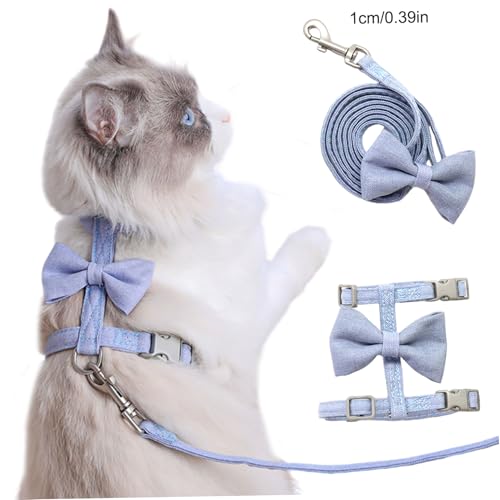 Katzenleine- und Geschirr-Set, verstellbares, süßes Haustiergeschirr mit Schleife und Knoten, ausbruchsicheres, bequemes Haustierzubehör für Kätzchen, Welpen, Kaninchen, Frettchen Katzenleine- und Geschirr-Set, verstellbares, süßes Haustiergeschirr mit Schleife und Knoten, ausbruchsicheres, bequemes Haustierzubehör für Kätzchen, Welpen, Kaninchen, Frettchen von Hbbgdiy
