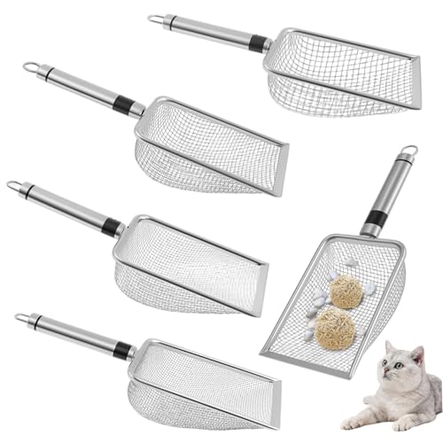 Katzenstreu -Schaufel, 5pcs Edelstahl -Stahl -Müll -Schaufel mit Griff 2/2, 8/3, 8/4, 3/5mm Kompostsieb mit Hanging Ring für Katzenbesitzer Katzenstreu -Schaufel, 5pcs Edelstahl -Stahl -Müll -Schaufel mit Griff 2/2, 8/3, 8/4, 3/5mm Kompostsieb mit Hanging Ring für Katzenbesitzer von Hbbgdiy