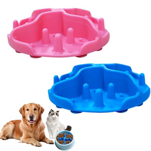 Langsamer Feedereinsatz für Hundeschüssel 2pcs 5 Zoll Anti-Choking Safe Weiche Silikon Langsamer Futtermitteleinsatz für kleine Hunde und Katzen von Hbbgdiy
