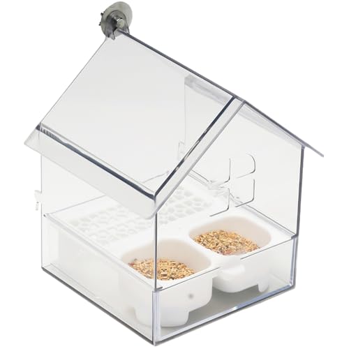 Papageien -Feeder Hanging Außenvogelfuttermittel mit Doppelrog/Badewanne/leicht zu füllen und reinigen Vogelfutter und Wasserspender für alle Vögel, weiß von Hbbgdiy