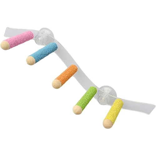 Vogelperch, versammelter Vogelperchständer mit Saugnapfbecher, farbenfrohen Vogelkäfig -Peelingstange Easy Installation Haustier Schleifspielzeug für Papageien, Sichtstand, Cockatiel von Hbbgdiy
