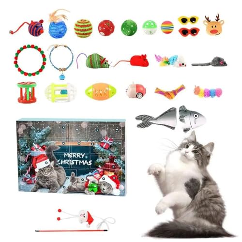 Weihnachtsab Adventskalender 2024 24 Tage Interaktive Katzenspielzeug Countdown -Kalender Sortierte Katzenspielzeug Weihnachtsfest für Liebhaber Haustier Advent von Hbbgdiy