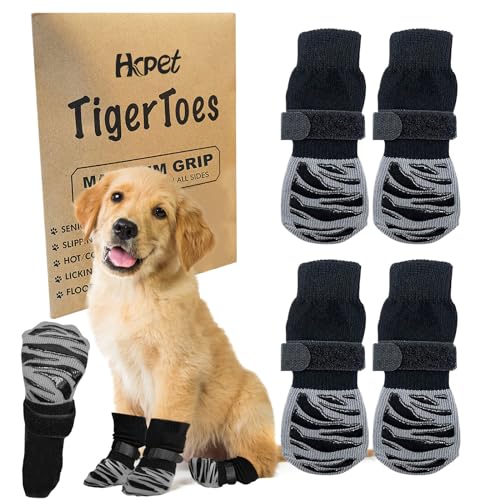 Anti-Rutsch-Socken für Hunde, Socken für Gehwege, warm/kalt, Pfotenschutz gegen Lecken und Rutschen, ideal für Hund Paw Schutz (XL) von Hcpet