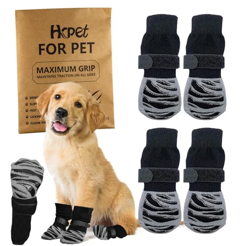 Anti-Rutsch-Socken für Hunde, Socken für Gehwege, warm/kalt, Pfotenschutz gegen Lecken und Rutschen, ideal für Hund Paw Schutz (XS) von Hcpet