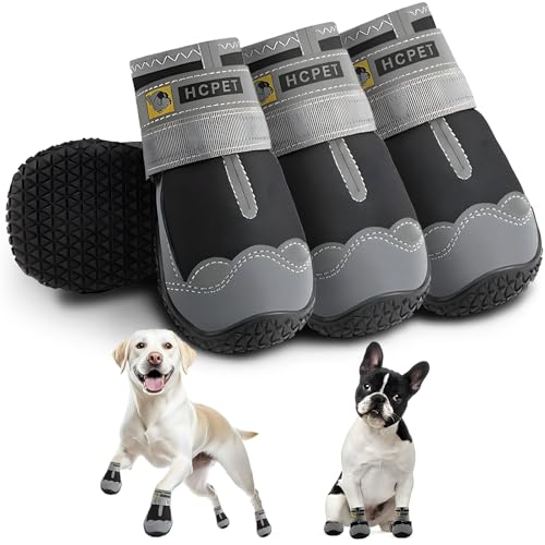 Hcpet Pfotenschutz Hundestiefel, Hundeschuhe Hundeschuhe mit reflektierenden Riemen, Welpenschuhe für kleine mittelgroße Hunde im Freien, Pfotenschutz, 4 Stück Hcpet Pfotenschutz Hundestiefel, Hundeschuhe Hundeschuhe mit reflektierenden Riemen, Welpenschuhe für kleine mittelgroße Hunde im Freien, Pfotenschutz, 4 Stück von Hcpet