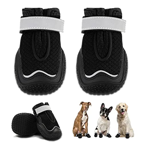 Hundestiefel, atmungsaktive Hundeschuhe, Hundeschuhe mit reflektierender, robuster rutschfester Sohle und rutschfester Welpenpfotenschutz mit Gummisohle zum Wandern und Laufen von Hcpet