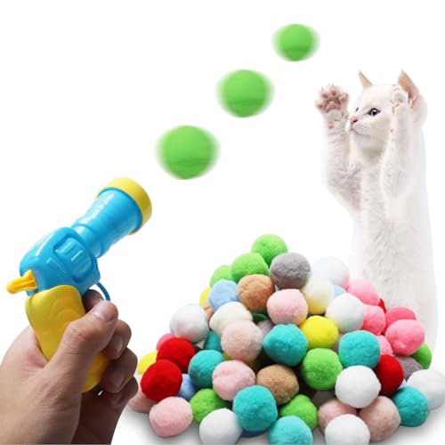 100 Stück Katzenspielzeug Bälle mit Kunststoff Startwerkzeug, Interaktives Katzenspielzeug, Bunte Weiche Katze Pompom, Interactive Spielzeug für Indoor Haustier Katzen Hunde 100 Stück Katzenspielzeug Bälle mit Kunststoff Startwerkzeug, Interaktives Katzenspielzeug, Bunte Weiche Katze Pompom, Interactive Spielzeug für Indoor Haustier Katzen Hunde von Hcunbsu