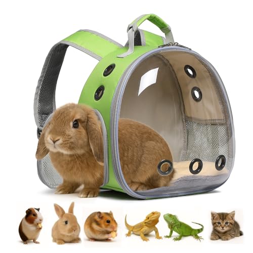 Tragetasche für Kaninchen, Meerschweinchen, Rucksack für Kaninchen, Bartagame, Eidechse, Hamster, Kätzchen. Atmungsaktive Haustier-Reisetasche, perfekt für Tierarztbesuche, Outdoor-Abenteuer (Grasgrün von Hcupet