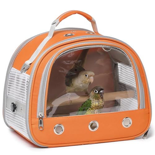Vogelkäfig, Vogelkäfig, Sittiche, Papageien, Wellensittiche, Rucksack für kleine Vögel, Reise-Vogelkäfige mit Sitzstange, transparente Belüftung, Nymphensittiche, leichte Haustier-Tragetasche für den von Hcupet