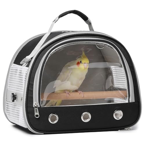 Vogelkäfig, Vogelkäfig, Sittiche, Papageien, Wellensittiche, Rucksack für kleine Vögel, Reise-Vogelkäfige mit Sitzstange, transparente Belüftung, Nymphensittiche, leichte Haustier-Tragetasche für den von Hcupet
