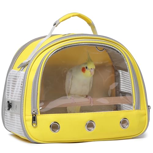 Vogelkäfig, Vogelkäfig, Sittiche, Papageien, Wellensittiche, Rucksack für kleine Vögel, Reise-Vogelkäfige mit Sitzstange, transparente Belüftung, Nymphensittiche, leichte Haustier-Tragetasche für den von Hcupet