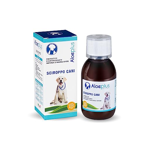 ALOEPLUS Hunde Sirup 150 ml - mit 100% Italienischer Bio-Aloe Arborescens - Ideal gegen Dermatitis, Gastritis, Reflux, Gingivitis, Stomatitis, Allergie, Ältere Hunde von Aloeplus