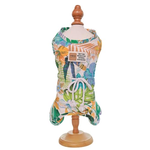 Hdwk&Hped Hunde-Shirt, hawaiianischer Stil, Einteiler, Sommer, Hunde-Pyjama, Haustierkleidung für kleine Hunde, Katzen, Urlaub, Strand, Blau, Größe S von Hdwk&Hped