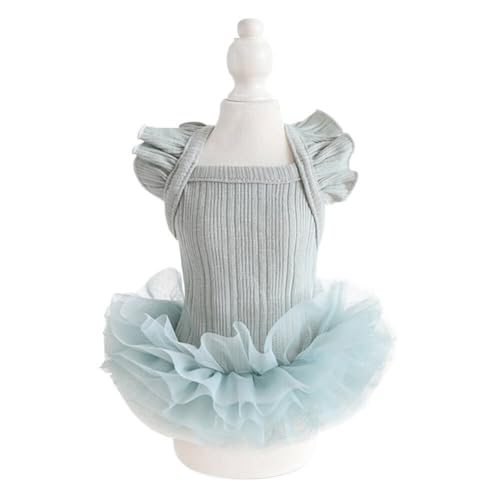 Hdwk&Hped Hundekleid aus weicher Baumwolle für alle Jahreszeiten, gestufter Rock, Tutu, 2 Stile, niedliches Haustierkleid für kleine Hunde und Katzen (Tutu-Rock, Cyan, XL) von Hdwk&Hped
