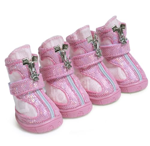 Hdwk&Hped Kleine Hundestiefel, atmungsaktives Netzgewebe, Sommer-Hundeschuhe, Rosa, stilvolle PU-Hunde-Mädchen-Stiefel mit strapazierfähiger, rutschfester Gummisohle (Nr. 1 (1 ~ 1,4 kg Hdwk&Hped Kleine Hundestiefel, atmungsaktives Netzgewebe, Sommer-Hundeschuhe, Rosa, stilvolle PU-Hunde-Mädchen-Stiefel mit strapazierfähiger, rutschfester Gummisohle (Nr. 1 (1 ~ 1,4 kg von Hdwk&Hped
