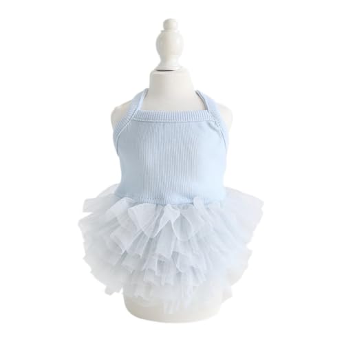 Hdwk&Hped Kleines Hundekleid, atmungsaktiv, Sommer-Hundekleid für Welpen, Katzen, Mädchen, Tütü, Kuchenrock, Prinzessinnenkleid für Geburtstagsparty, Kostüm (Kuchenrock, Blau, Größe M) von Hdwk&Hped