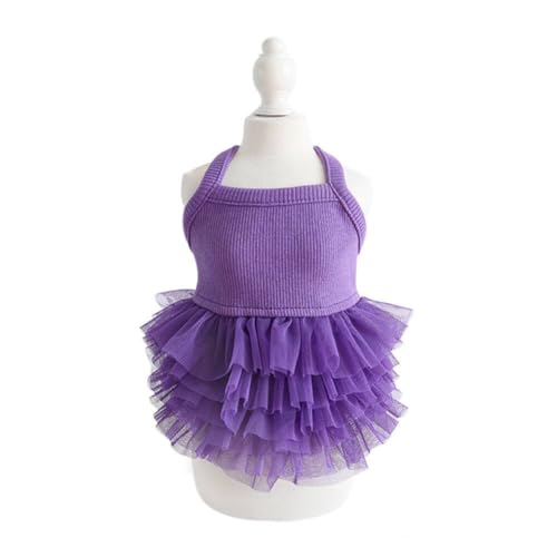 Hdwk&Hped Kleines Hundekleid, atmungsaktiv, Sommer-Hundekleid für Welpen, Katzen, Mädchen, Tütü, Kuchenrock, Prinzessinnenkleid für Geburtstagsparty, Kostüm (Kuchenrock, Lila, L) von Hdwk&Hped