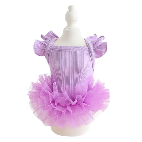 Hdwk&Hped Kleines Hundekleid, atmungsaktiv, Sommer-Hundekleid für Welpen, Katzen, Mädchen, Tutu, Kuchenrock, Prinzessinnenkleid für Geburtstagsparty, Kostüm (Tutu-Rock, Lila, L) von Hdwk&Hped