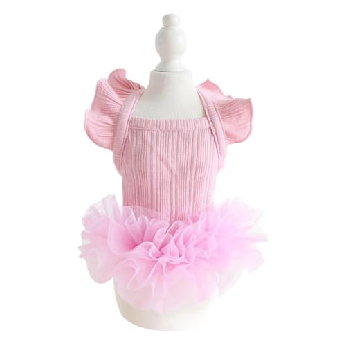 Hdwk&Hped Kleines Hundekleid, atmungsaktiv, Sommer-Hundekleid für Welpen, Katzen, Mädchen, Tutu, Kuchenrock, Prinzessinnenkleid für Geburtstagsparty, Kostüm (Tutu-Rock, Rosa, XL) von Hdwk&Hped