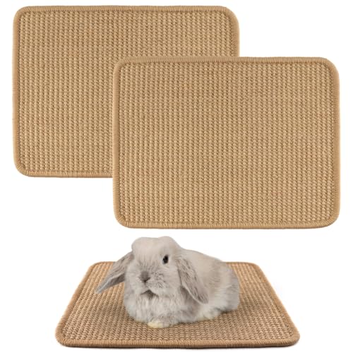 Kratzmatte für Kaninchen, weich, geflochtene Jute, Kauspielzeug, Käfig-Bettwäsche, natürliche Krallen- und Zahnschneider für Indoor-Kaninchen, 40,6 x 30,5 cm, 2 Stück von HeNdShe