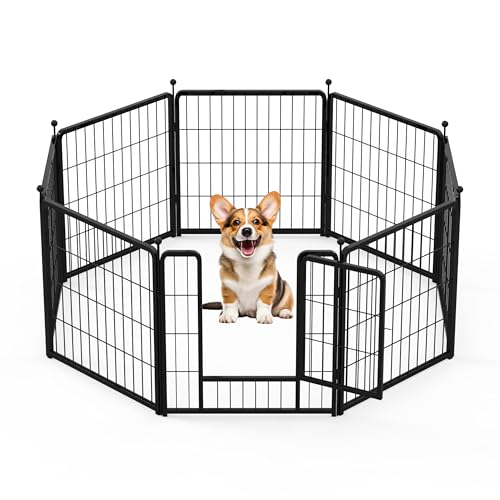 HealSmart Hunde-Laufstall, 61 cm, 8 Paneele, robustes Metall, tragbar, für drinnen und draußen, für Camping, Hof, Wohnmobil, Gartenzaun, Privatsphäre, Terrasse, Schwarz HealSmart Hunde-Laufstall, 61 cm, 8 Paneele, robustes Metall, tragbar, für drinnen und draußen, für Camping, Hof, Wohnmobil, Gartenzaun, Privatsphäre, Terrasse, Schwarz von HealSmart
