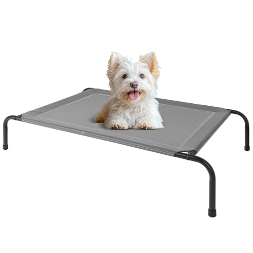 HealSmart Kühlendes erhöhtes Hundebett, erhöhtes tragbares Hundebett, rutschfeste Füße, langlebig, tragbar, Haustier-Hängematte, 106 x 64 x 20 cm, Grau HealSmart Kühlendes erhöhtes Hundebett, erhöhtes tragbares Hundebett, rutschfeste Füße, langlebig, tragbar, Haustier-Hängematte, 106 x 64 x 20 cm, Grau von HealSmart