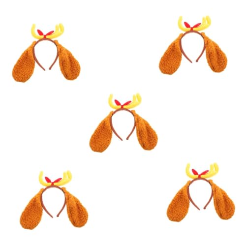 Healeved 5 Stück Hundekostüm Stirnband für Kleine Hunde Verstellbares Rentiergeweih mit Knochen Dekoration für Halloween und Weihnachten Süßes Tier für Fotogelegenheiten von Healeved
