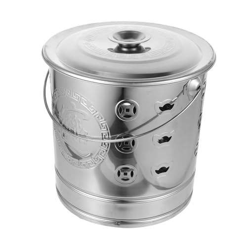 Healeved Edelstahl Verbrennungsfass mit Griff Kompakter Opfereimer für Papiergeld Verbrennung Hitzebeständiger Garten feuerkorb für Haus und Zeremonien Tragbar Silberfarben ohne Healeved Edelstahl Verbrennungsfass mit Griff Kompakter Opfereimer für Papiergeld Verbrennung Hitzebeständiger Garten feuerkorb für Haus und Zeremonien Tragbar Silberfarben ohne von Healeved