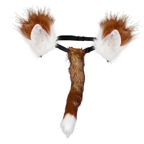 Healeved Fuchs Cosplay Set mit Ohren und Verstellbares Kostümzubehör Kunstfell für Halloween Karneval und Themenpartys Tierkostüm Dekoration für Unvergessliche von Healeved