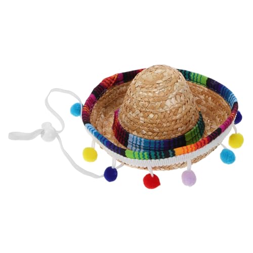 Healeved Katzenhüte nur für Katzen partygeschenke Party-Mitbringsel Mexikanischer Sombrero Sombrero-Kopfbänder Mini-Geburtstagshüte für Haustiere Sombrero für Hund Mini-Sombrero Polyester von Healeved