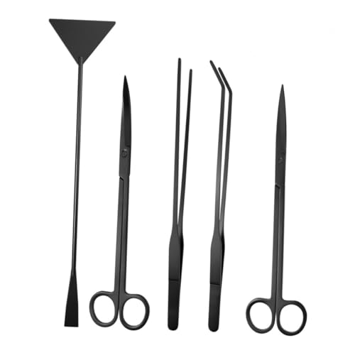 Healeved Pinzettenscheren-Werkzeuge Für Aquarien 5-teiliges Set Gerade Und Gebogene Pinzetten Zum Bepflanzen Und Pflegen von Healeved