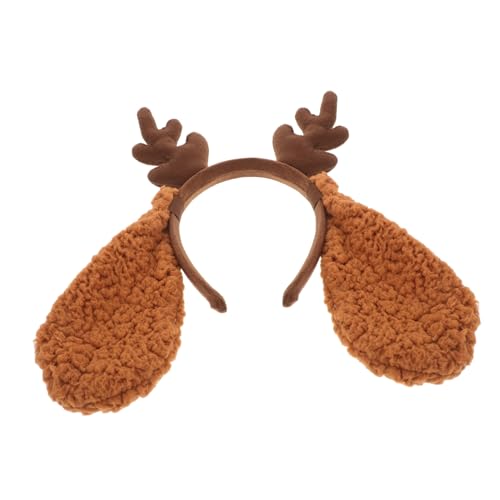 Healeved Weiches Hundohr Stirnband mit Braunem Rentiergeweih aus Bequemes Sicheres Haarband für Hunde Party Halloween Weihnachten und Cosplay Einfach Anzuziehen Vielseitiges von Healeved