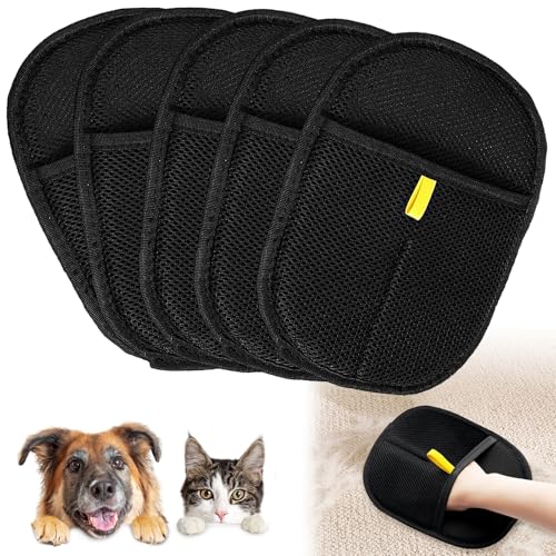 Tierhaarentferner handschuh - Fellhandschuhe Katze - Fell Magnet Handschuh für Haustiere, Antistatisch & Atmungsaktiv, Waschbar, Ideal Als Katzenbürste, Fellmagnet (schwarz, 2 stück) (4) von Healife