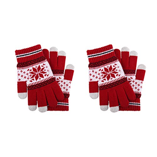 Healifty Handschuhe Touchscreen 2 Paia Gloves, weiche und dicke Handschuhe für Damen Weihnachten rot rot 21 * 11cm von Healifty