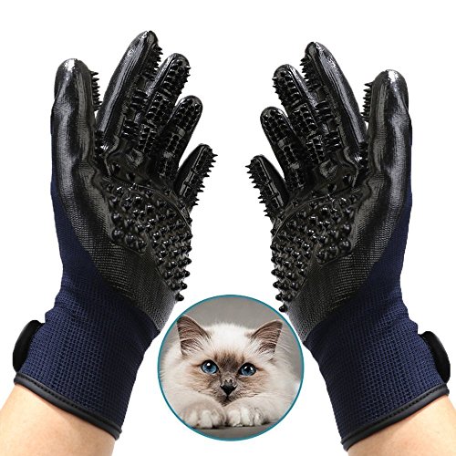 Healthman Fellpflegehandschuhe für Hunde, verbessertes Fünf-Finger-Design, Gummi-Waschhandschuhe, sanfte Enthaarungsbürsten, Handschuh für Katzen, Hunde und Pferde, Größe 10, Blau von Healthman