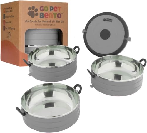 Healthy Human Travel Pet Bento-Näpfe – menschlicher Edelstahl & BPA-frei, auslaufsicheres Wasser- und Futterbehälter-Set für Hunde und Katzen, 2er-Pack, ineinandergreifende Näpfe, inklusive Healthy Human Travel Pet Bento-Näpfe – menschlicher Edelstahl & BPA-frei, auslaufsicheres Wasser- und Futterbehälter-Set für Hunde und Katzen, 2er-Pack, ineinandergreifende Näpfe, inklusive von Healthy Human